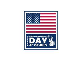 Flat Style Independence Day Poster with American Flag and Statue of Liberty vector