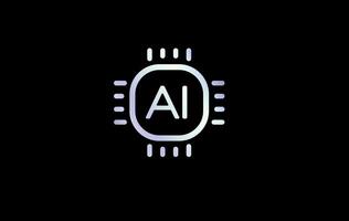 AI chip logo with futuristic microprocessor icon and tech glow. Suitable for artificial intelligence apps, machine learning, smart tech branding. Clean minimal symbol. illustration. vector