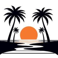 palm trees on the beach vector