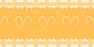 Groovy patterned border frames set - wavy edge, checkered, yellow striped decorative square frame collection with heart shape. vector