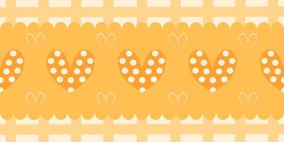 Groovy patterned border frames set - wavy edge, checkered, yellow striped decorative square frame collection with polka dots heart shape. vector