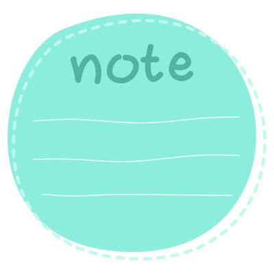 simple circle green note with a dashed outline