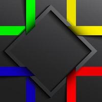 3d dark frame with color ribbons vector