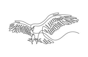Hawk in continuous line drawing style. Minimalist sketch of eagle, hawk bird in minimalist black linear isolated on white background.. vector