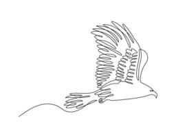 Hawk in continuous line drawing style. Minimalist sketch of eagle, hawk in minimalist black linear isolated on white background.. vector