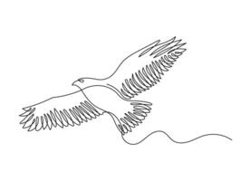 Hawk in continuous line drawing style. Minimalist sketch of eagle, hawk in minimalist black linear isolated on white background vector