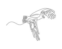 Hawk in continuous line drawing style. Minimalist sketch of eagle, hawk in minimalist black linear isolated on white background. vector