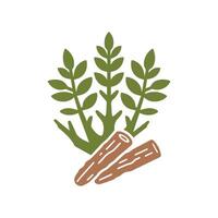Minimalist licorice root icon on white background. Licorice root logo design. vector
