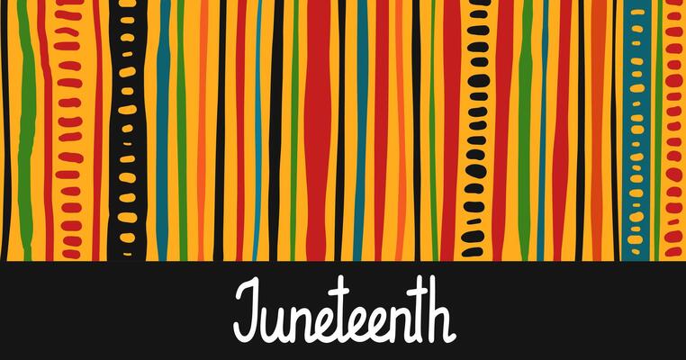 Juneteenth celebration horizontal banner template. Ethnic background with Abstract linear ornament. Curved hand drawn stripes. African-American Independence Day. flat illustration.