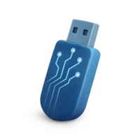 Transparent usb drive with circuit design technology display digital background modern environment close-up viewpoint png