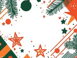 christmas frame with red, green, and orange elements on a white background vector