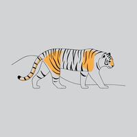Elegant Tiger Line Art vector