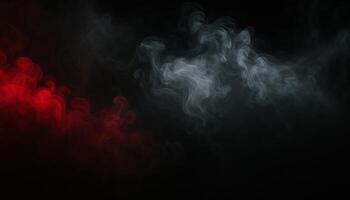 Abstract background with swirling red and white smoke blending in atmospheric motion against a dark backdrop photo