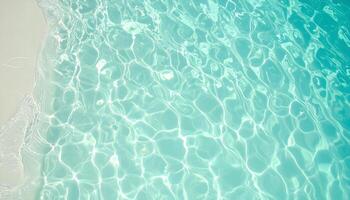 Transparent turquoise water with flowing light patterns and soft ripples on a serene surface photo