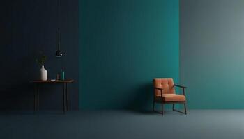 Abstract background with smooth gradient transition from teal to deep blue in an elegant flowing design photo
