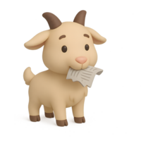 3d render of a cute goat with a transparent background in an animated style whimsical environment playful concept png