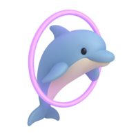 Dolphin performing tricks in 3d render with transparent background underwater environment playful concept png
