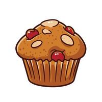 Logo design of a muffin with cherries and chocolate chips on top vector