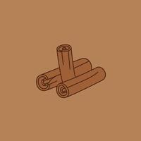 Cinnamon sticks logo design on a brown background vector