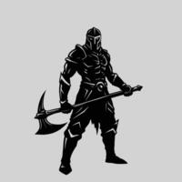 Silhouette of a warrior with an axe logo design vector