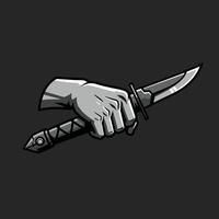 Hand holding a knife logo design vector