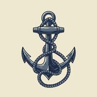 Logo design of an anchor with rope on it vector