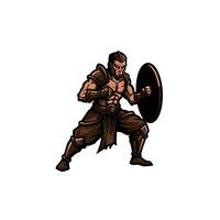 Man with a shield logo design vector