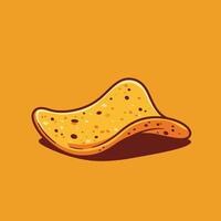 Logo design of a piece of tortilla chips on a yellow background vector