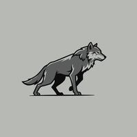 Logo design of a wolf is standing on a gray background vector