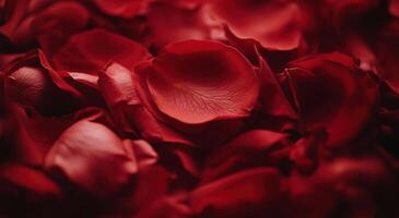 A background of dark red rose petals creating a floral pattern photo