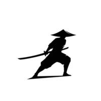 silhouette of a man with a sword logo design vector