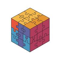 Pieces of a puzzle in a square shape logo design vector