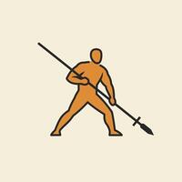 Man with a spear logo design vector
