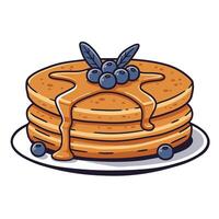 Logo design of pancakes with syrup and blueberries on a plate vector
