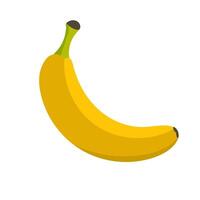 Flat color illustration of a single yellow banana on white background. Minimal tropical fruit design for food packaging, nutrition apps, and summer-themed projects. vector