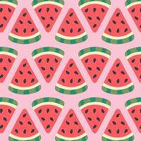 Seamless pattern with cute watermelon slices in bright colors. Playful summer fruit background for fabric, packaging, stationery, and seasonal design projects. vector