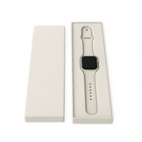 Transparent smartwatch box set displayed on minimal background elegant environment top-down viewpoint png