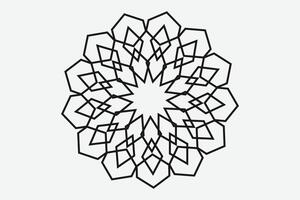 Complex geometric mandala pattern with symmetrical abstract black lines on white background vector