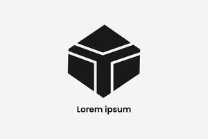 Modern geometric cube logo with bold isometric design on light background vector