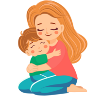 Mother hugging child with love and warmth in a sweet cartoon png