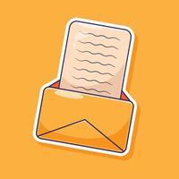 Cute cartoon illustration icon mascot symbol sticker element of a letter inside the envelope with simple design concept vector