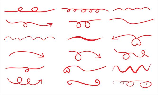 red hand-drawn arrows and doodle collection