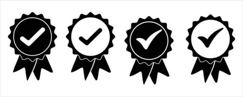 Set of Award Ribbons with Check Marks vector