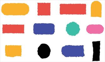 Jagged Rectangle set.Colorful Square, heart, crown shaped with torn paper effect on white background vector