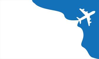 Airplane icon over Abstract blue map background- travel and aviation concept vector