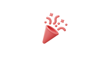 A red cone with confetti falling out of it png