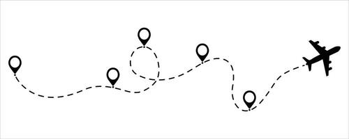 Airplane Flight Path with Location Markers vector