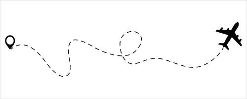 Airplane Flight Path with Location Markers ICON vector