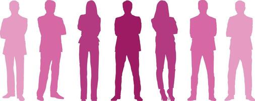 a group of people standing in a line with their arms crossed vector