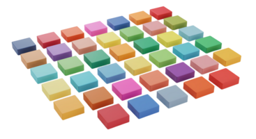 A large number of colorful cubes arranged in a square pattern png